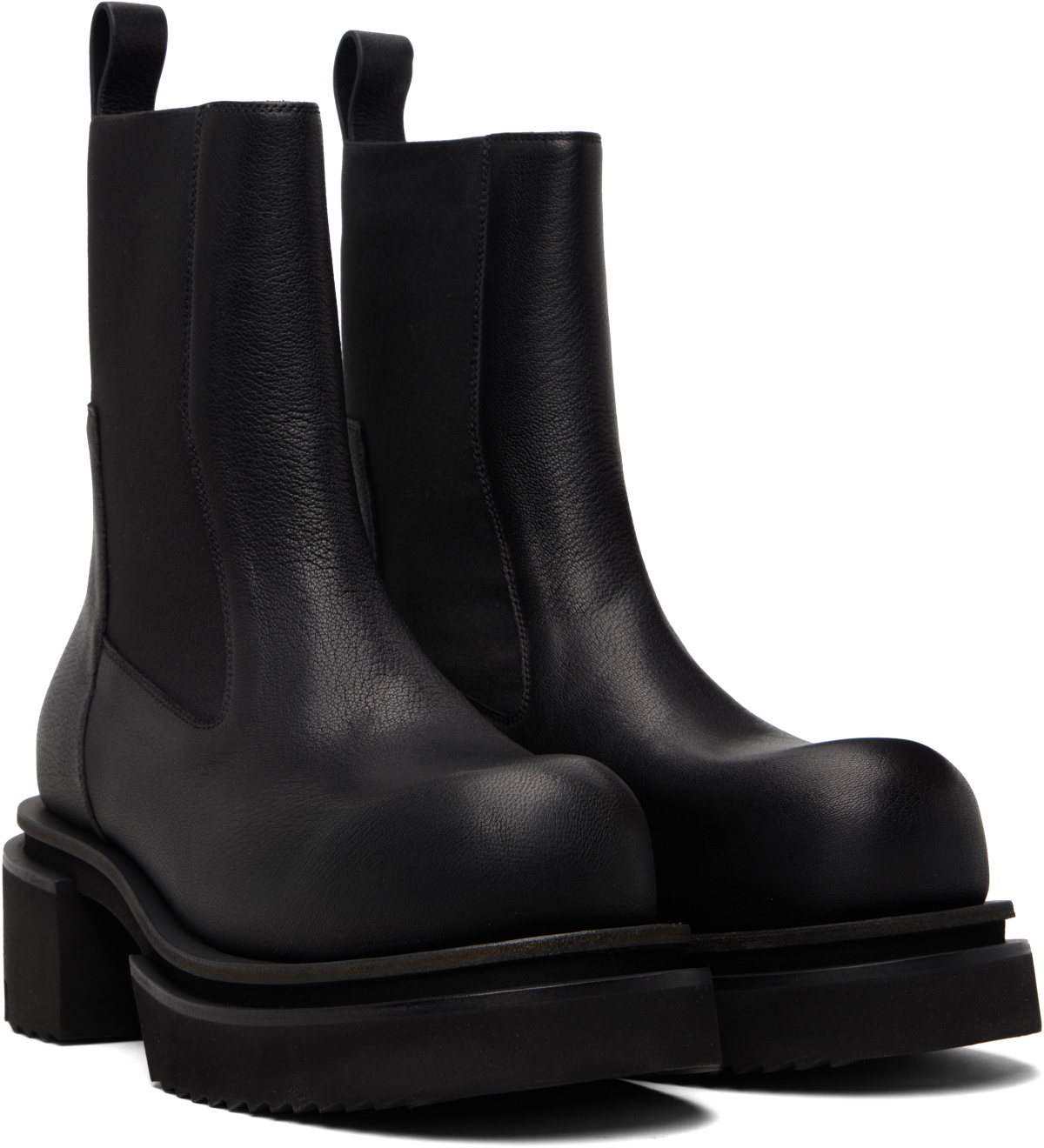 Rick Owens Black Temple Beatle Bogun Chelsea Boots