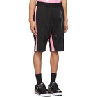 mastermind WORLD Black and Pink Tucked Track Shorts