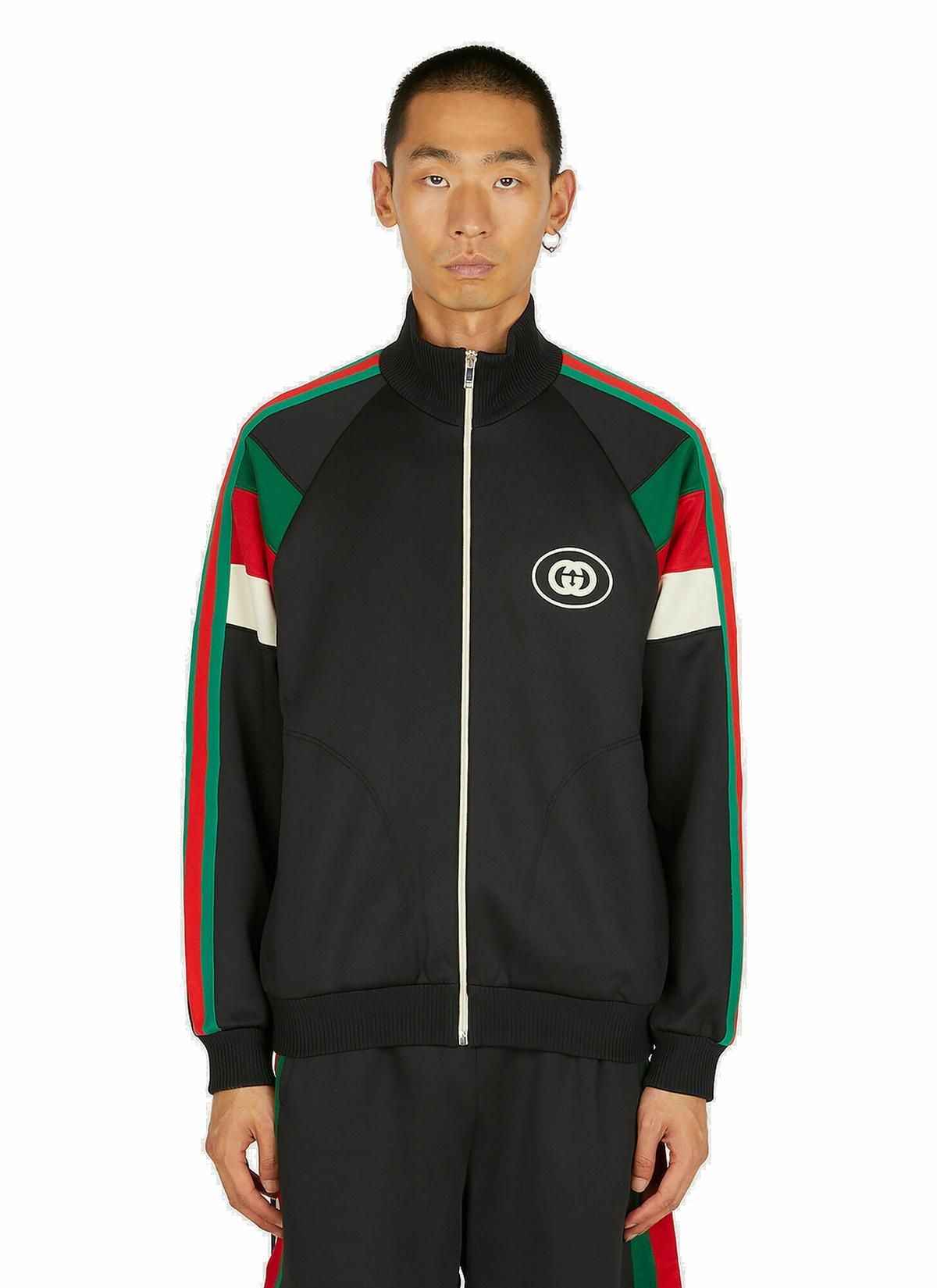 Stripe Track Jacket In Black Gucci