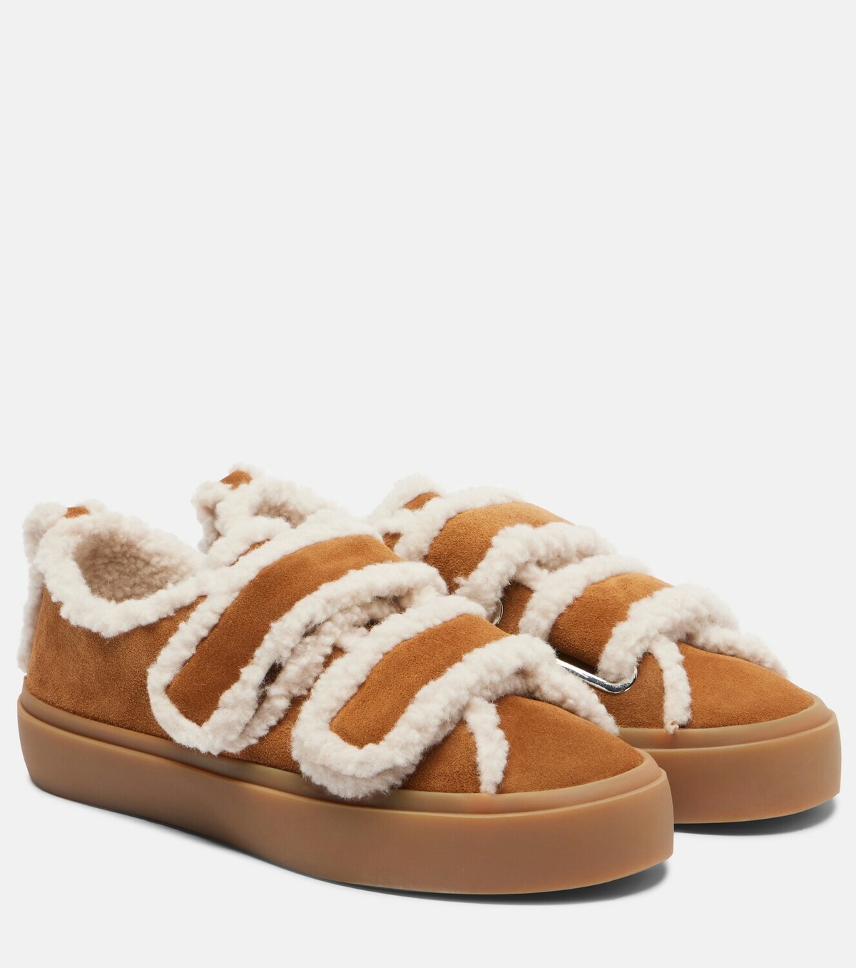 Inuikii Shearling-trimmed suede low-top sneakers