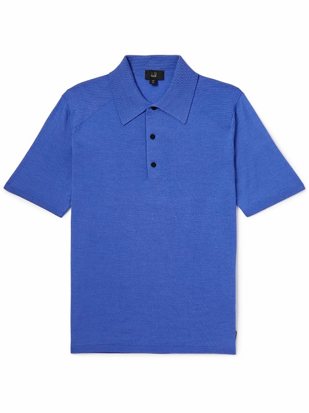 Photo: Dunhill - Wool and Mulberry Silk-Blend Polo Shirt - Blue