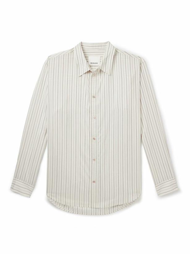 Photo: Marant - Cybilio Striped Cutaway-Collar Silk-Blend Shirt - Neutrals