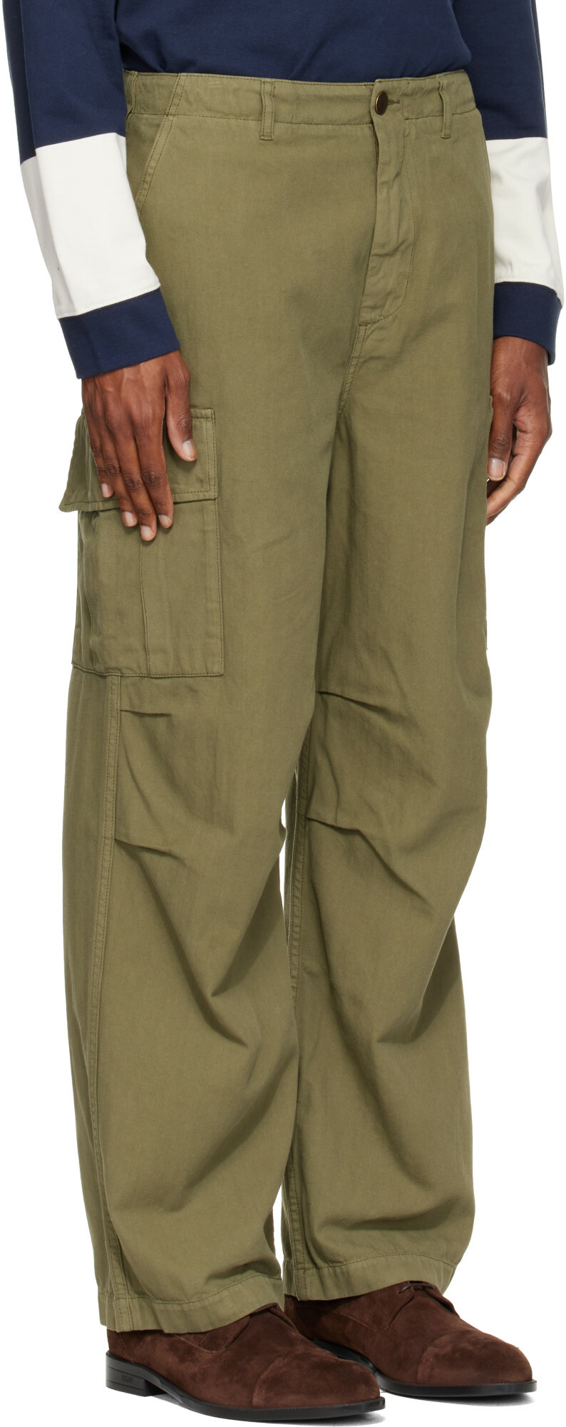 Palmes Green Herringbone Cargo Pants