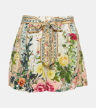 Camilla Floral high-rise silk crêpe shorts