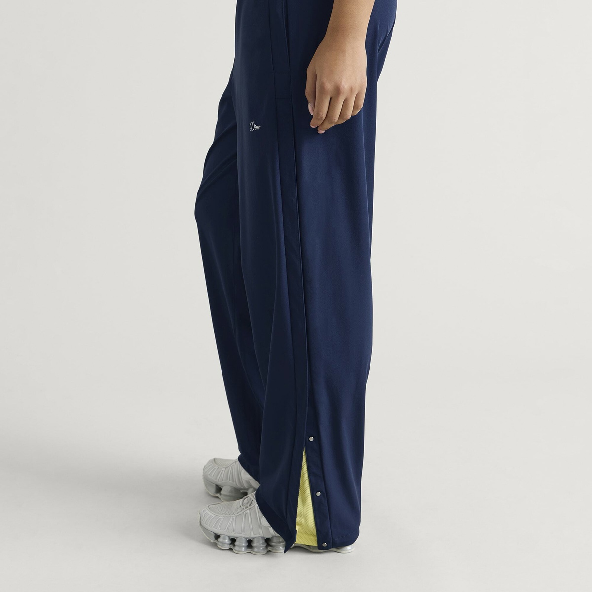 Dime Women's Athletic Snap Pants in Navy/Yellow