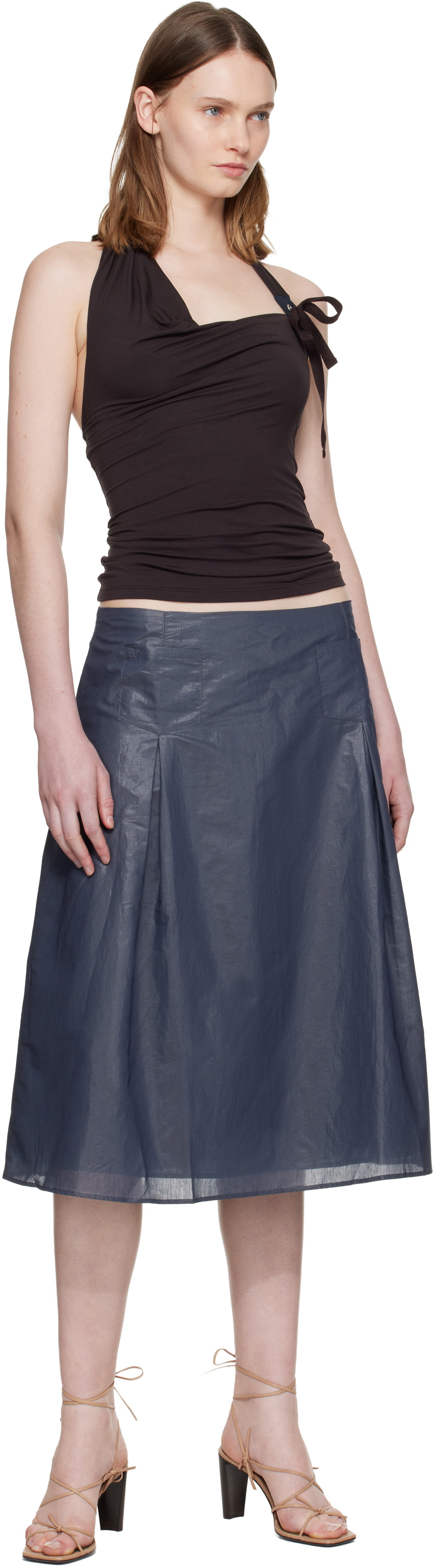 Paloma Wool Navy Dimi Midi Skirt