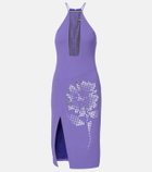 David Koma Asymmetric embellished floral midi dress