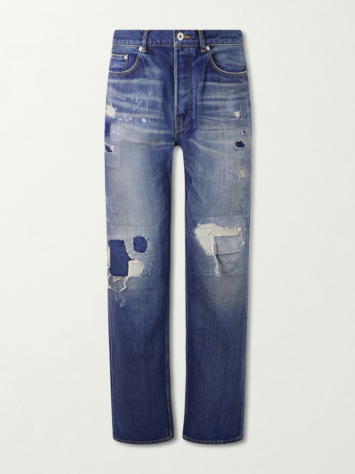 JW Anderson - Straight-Leg Distressed Patchwork Jeans - Blue