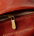 Brunello Cucinelli - Suede-Trimmed Burnished Full-Grain Leather Backpack - Brown