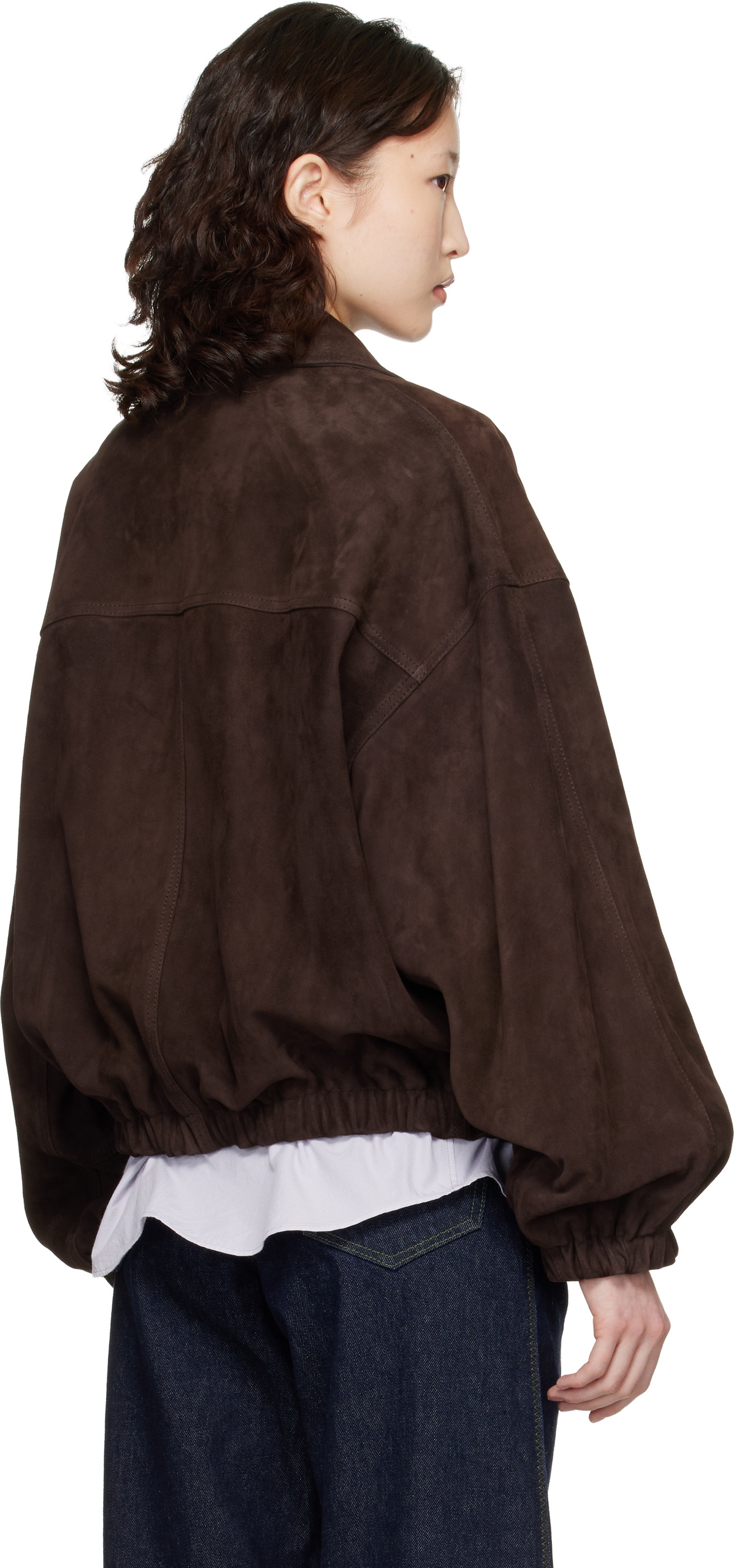 Cordera Brown Paneled Suede Bomber Jacket
