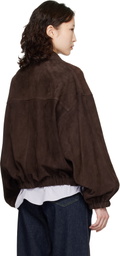 Cordera Brown Paneled Suede Bomber Jacket