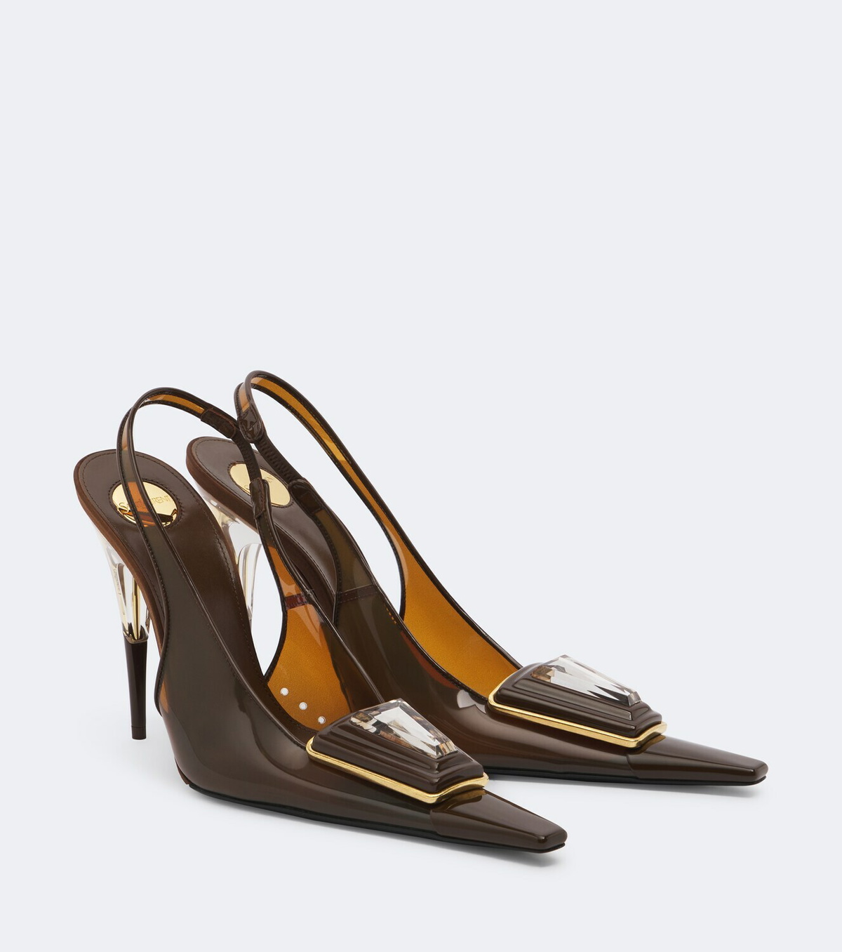 Saint Laurent Sibyl embellished TPU slingback pumps