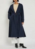 Weekend Max Mara Fatto Belted Cotton Trench Coat Dark Blue