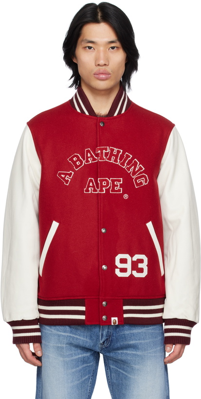 Photo: BAPE Burgundy Giant Head Bomber Jacket