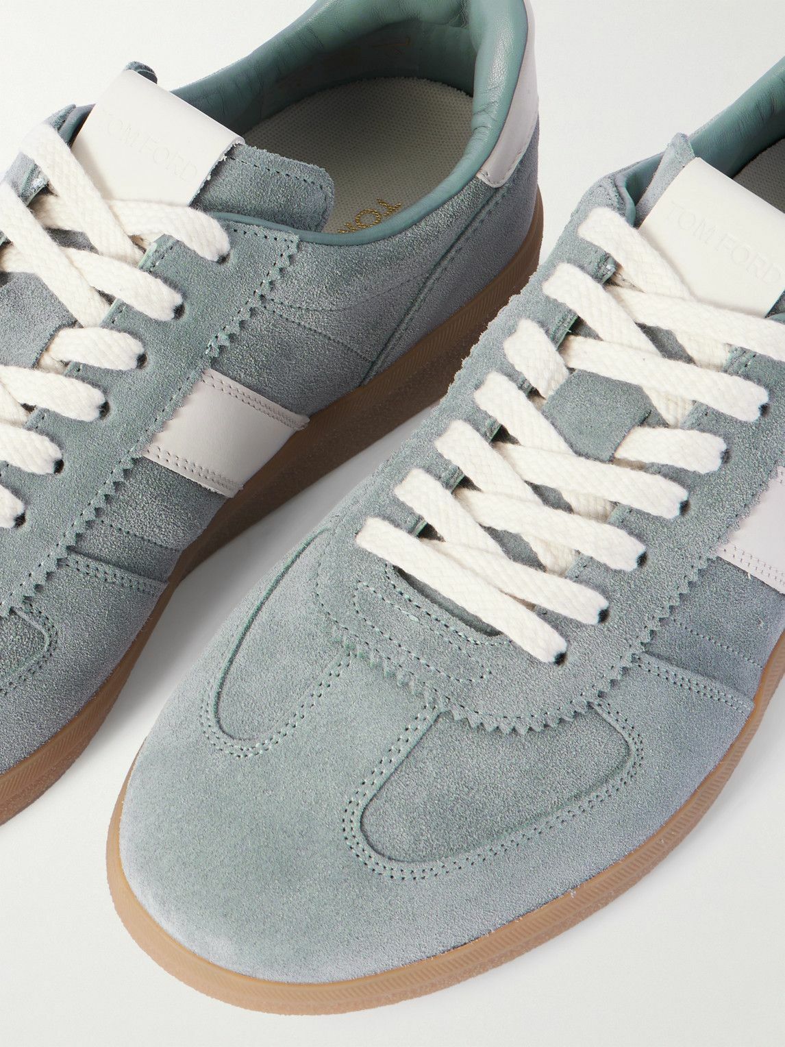 TOM FORD - Archer Leather-Trimmed Suede Sneakers - Blue