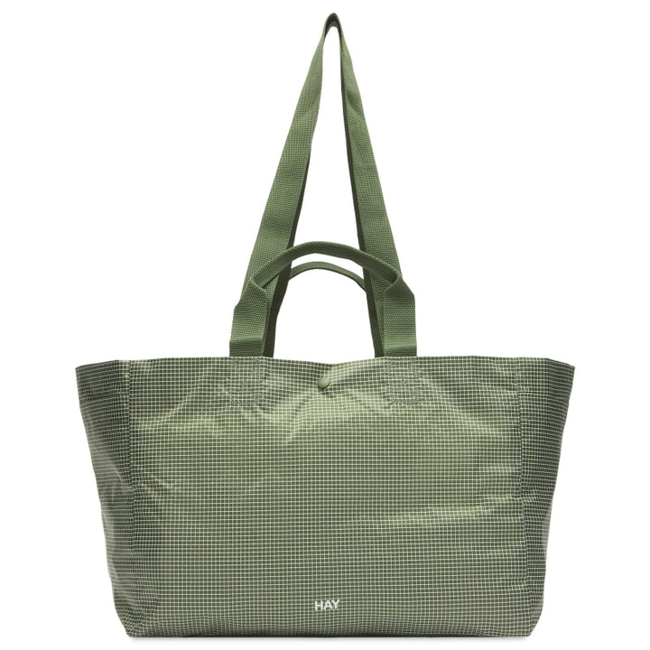 Photo: HAY Grid Weekend Bag - Small in Dark Green 