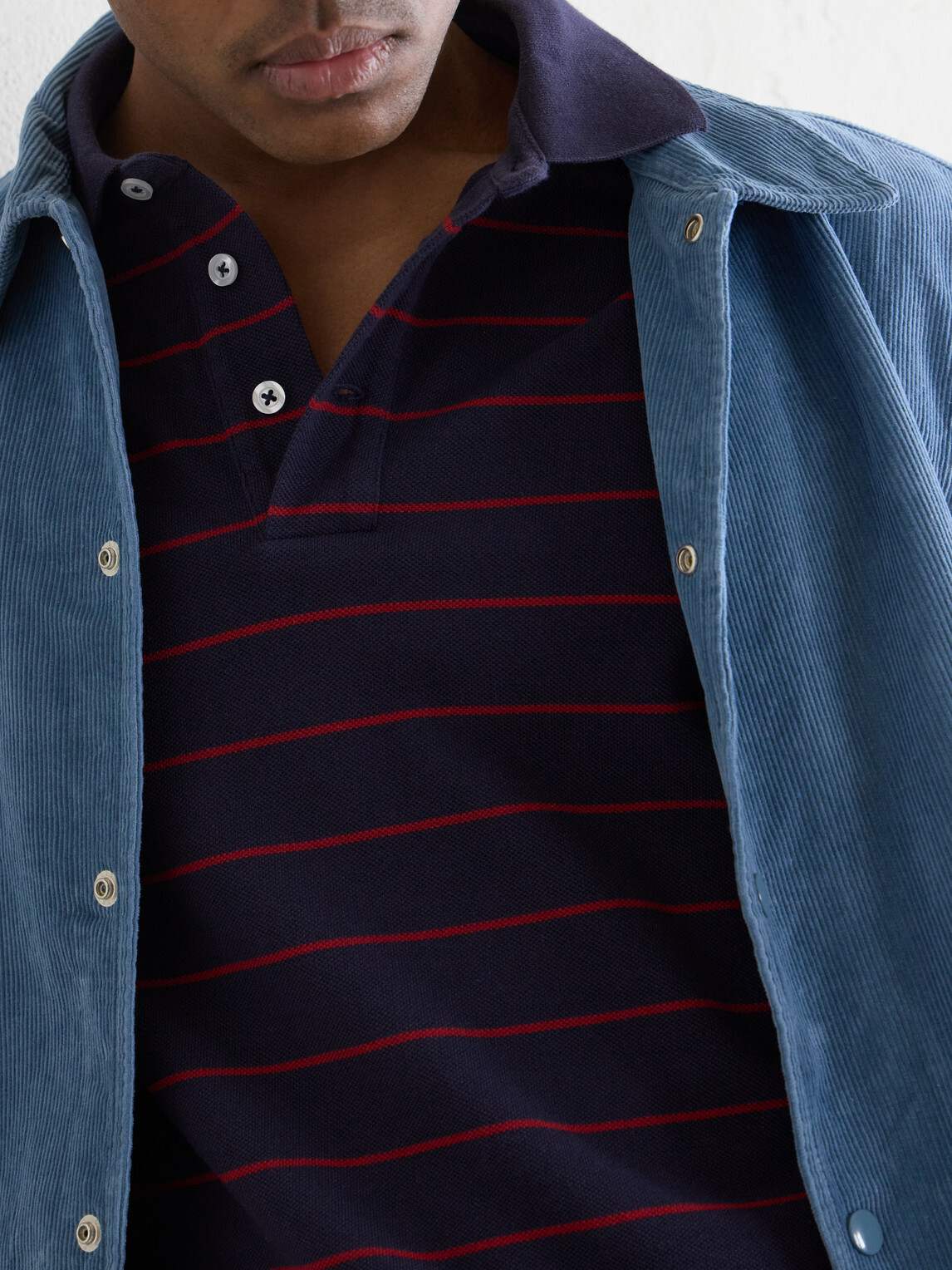 Noah - Striped Cotton-Piqué Polo Shirt - Blue