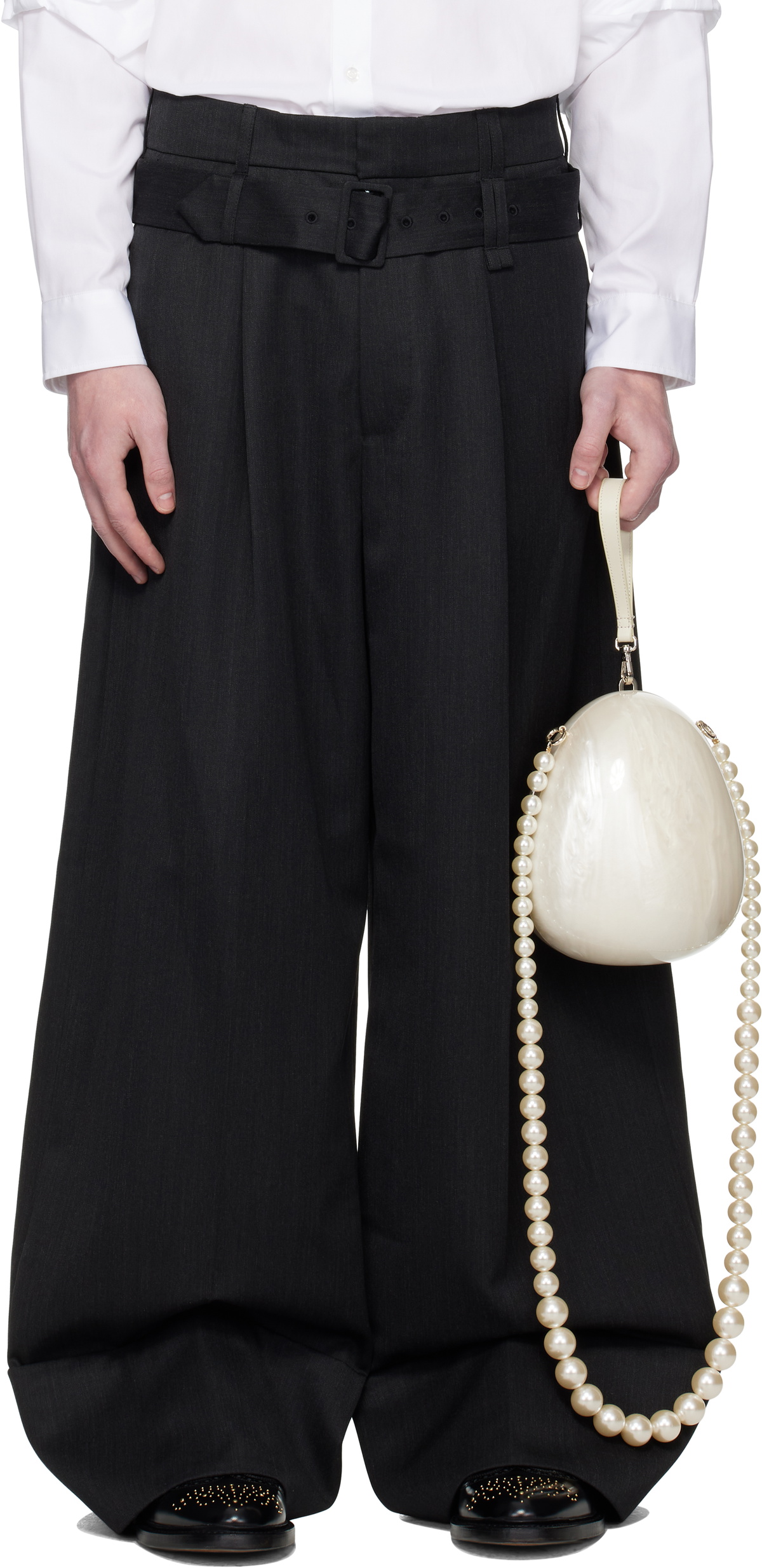 Simone Rocha Gray Wide Leg Multi Belt Loop Trousers