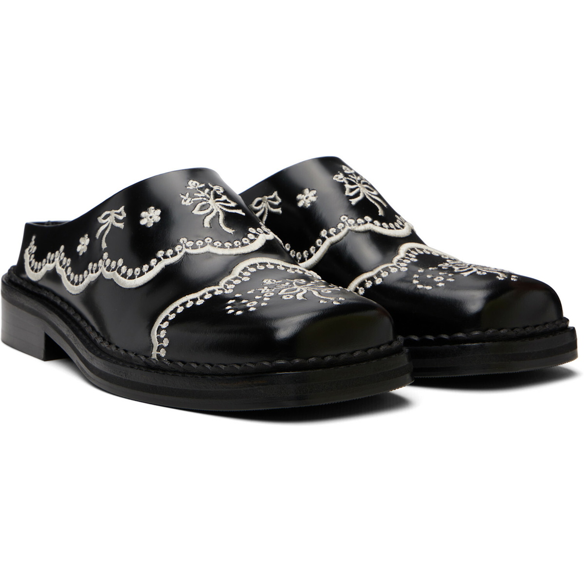 Simone Rocha Black Floral Lace Mule Loafers
