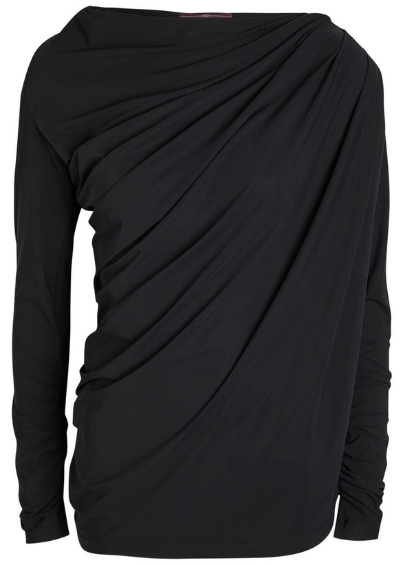 Photo: High Aslant Draped Stretch-jersey top Black