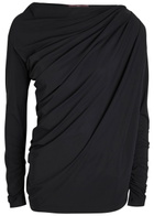 High Aslant Draped Stretch-jersey top Black