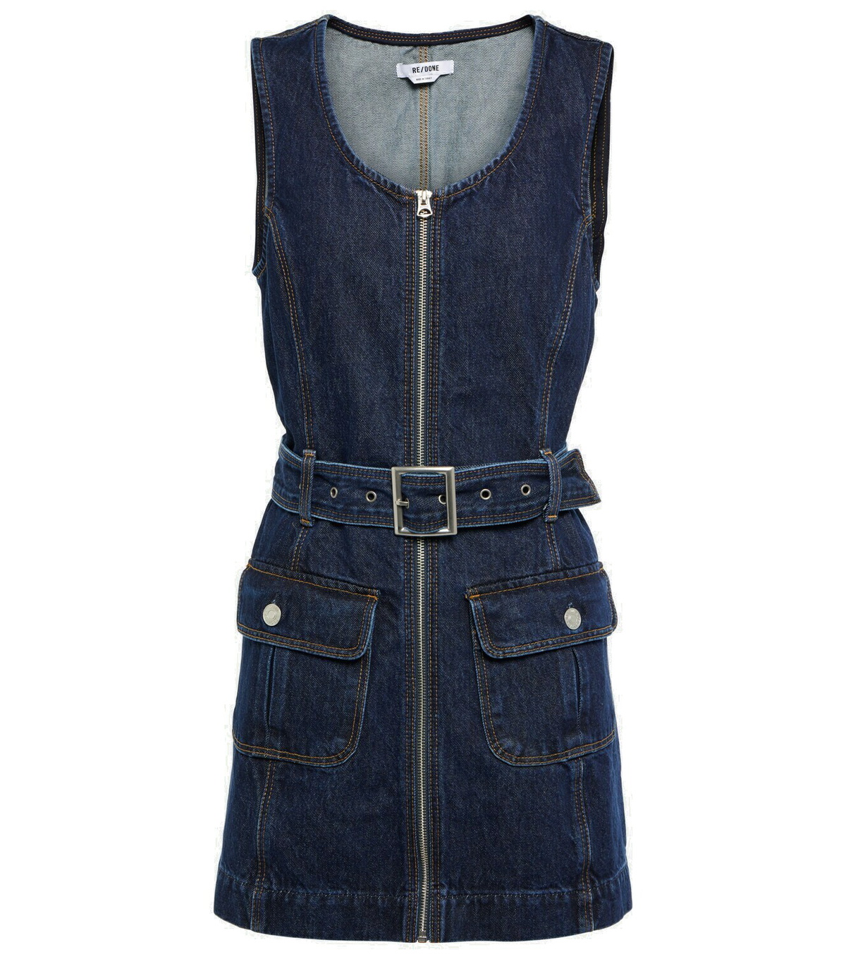 Re/Done - Belted denim minidress Re/Done