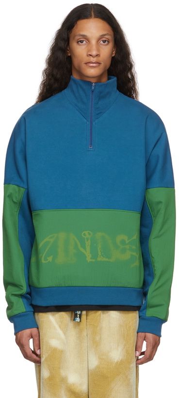 Photo: Brain Dead Blue Sinister Screw Half-Zip Sweater