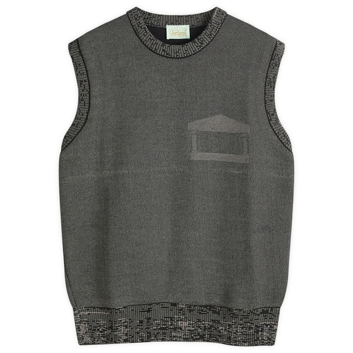 Photo: Aries Men's Glitch Temple Knit Vest in Grey