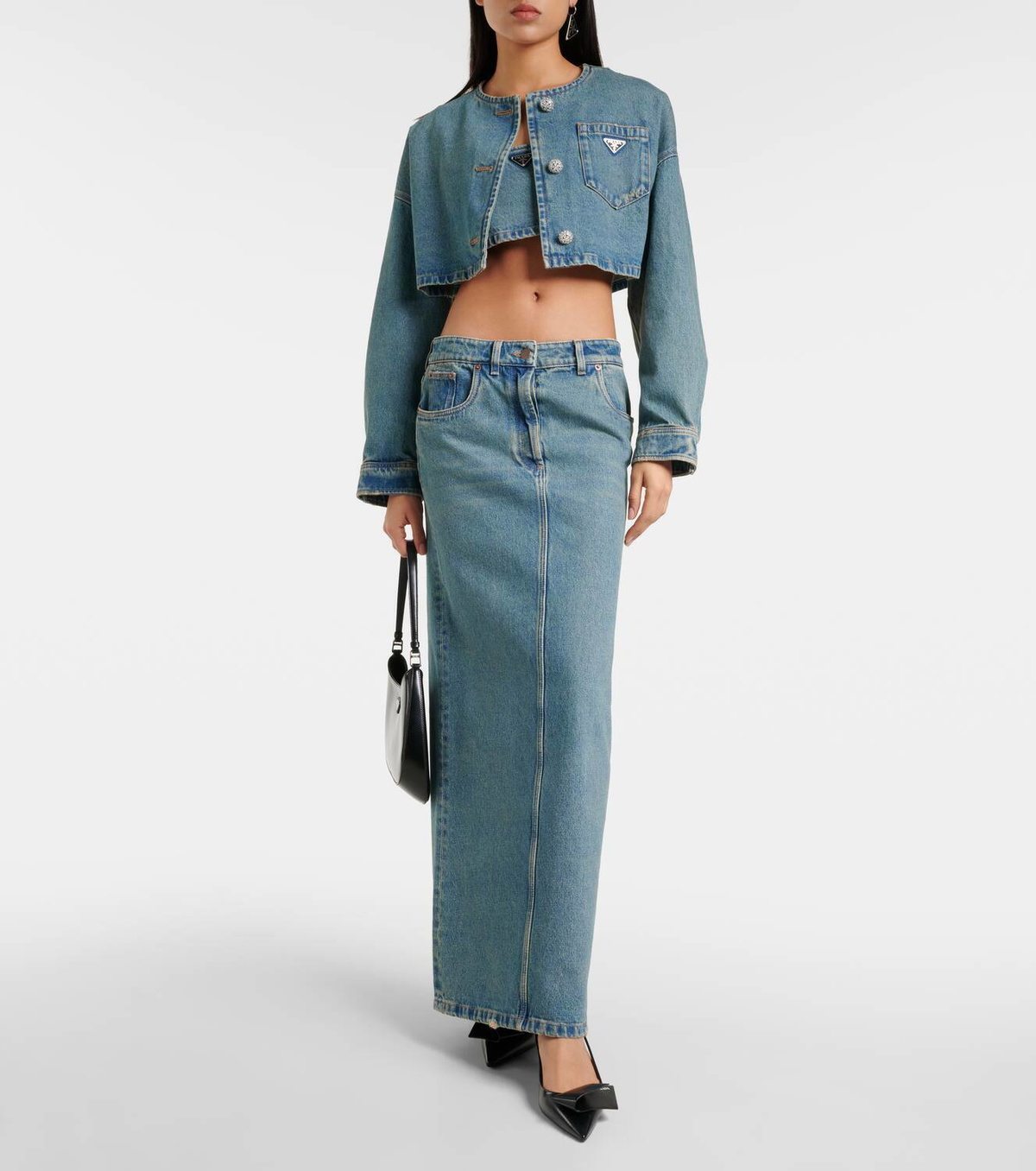 Prada Logo denim bra top Prada