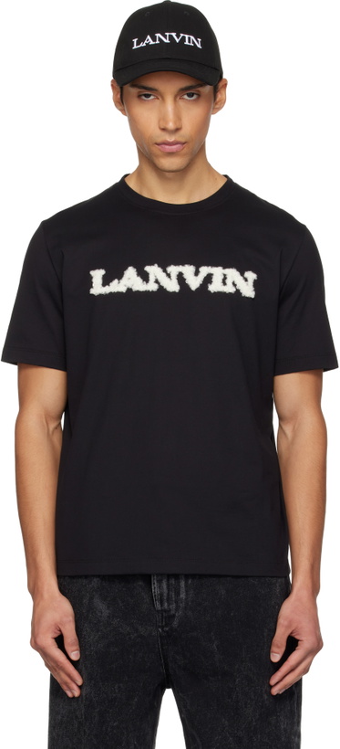 Photo: Lanvin Black 'Lanvin' Shearling Cotton T-shirt