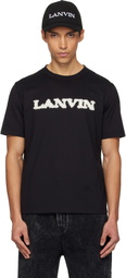 Lanvin Black 'Lanvin' Shearling Cotton T-shirt