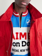 Aimé Leon Dore - Logo-Detailed Merino Wool Half-Zip T-Shirt - Blue