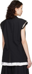 sacai Black Chalk Stripe Vest