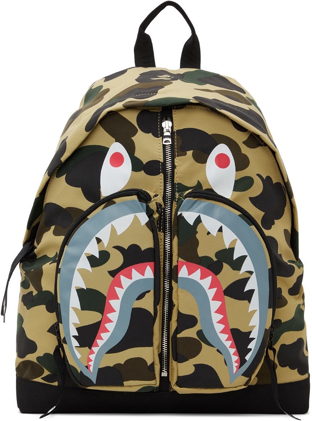 Photo: BAPE Yellow 1st Camo Shark Day Backpack