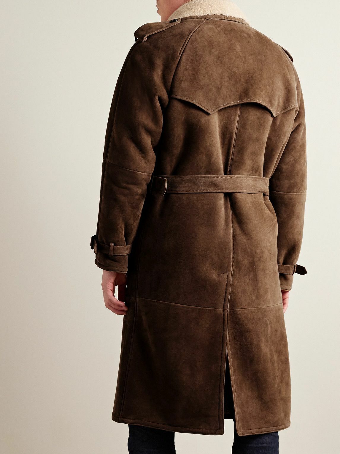 Ralph Lauren Purple label - Double-Breasted Shearling Coat - Brown