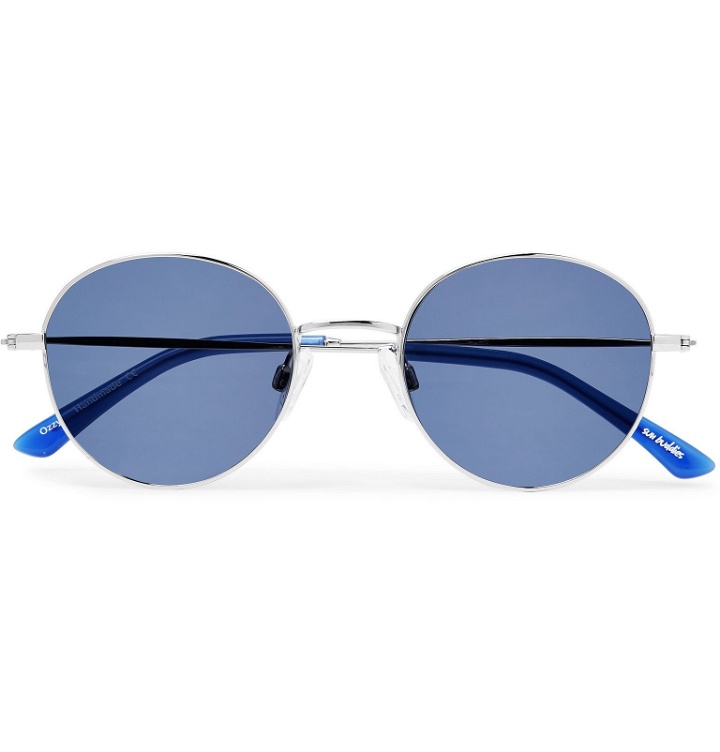 Photo: Sun Buddies - Ozzy Round-Frame Stainless Steel and Acetate Sunglasses - Silver