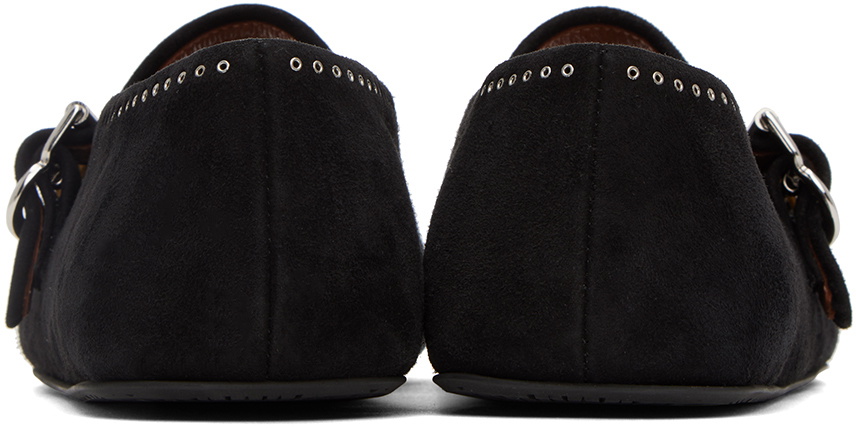 ALAÏA Black Ballerina Strap Flats