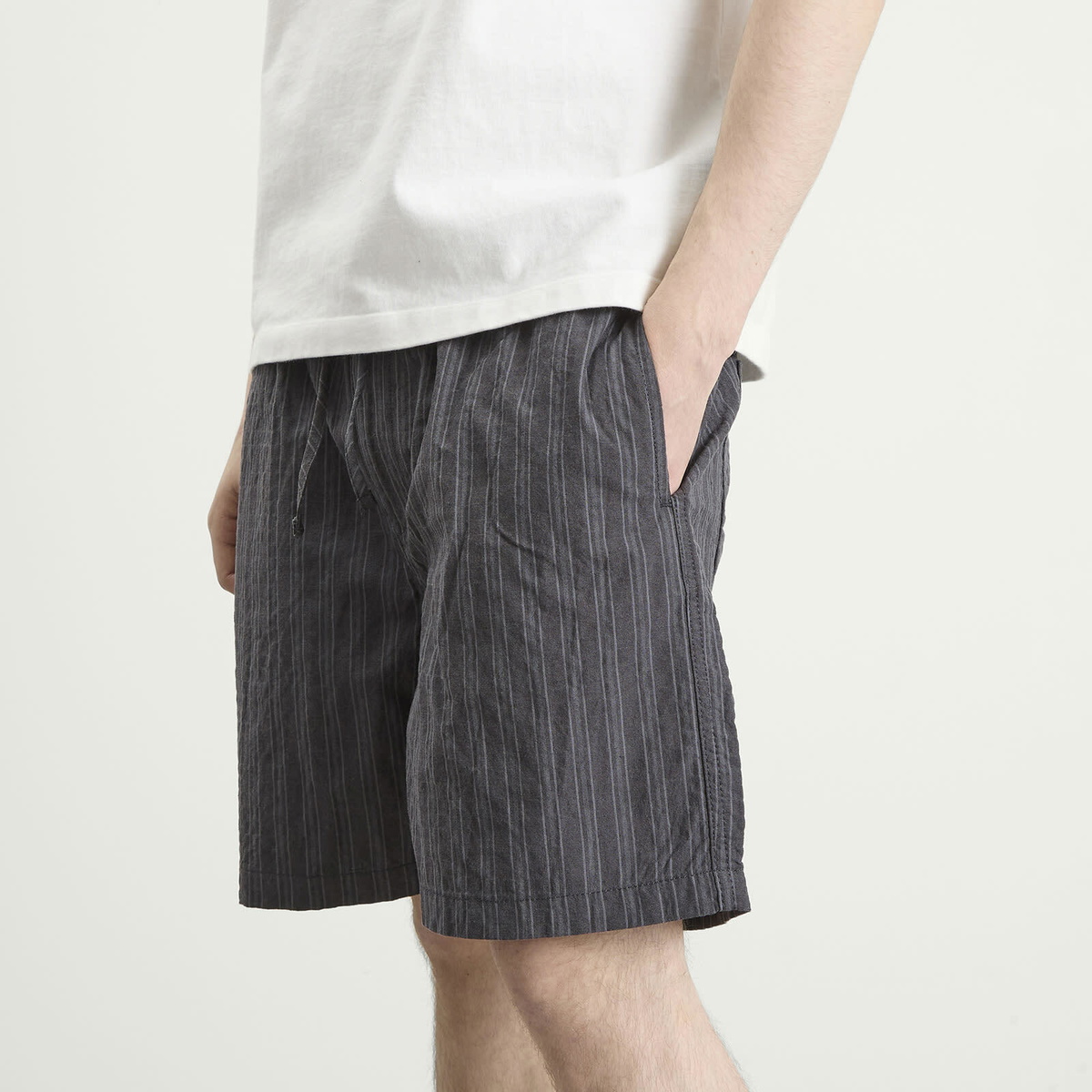 Foret Men's Shift Textured Shorts in Black Stripe