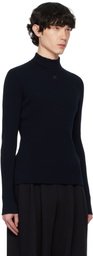 Courrèges Navy Reedition Rib Knit Mock Neck Sweater