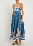 Alemais Acacia Printed Linen Maxi Dress Blue