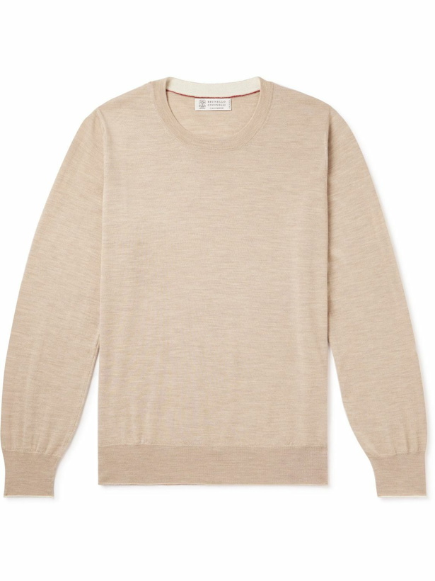 Photo: Brunello Cucinelli - Wool and Cashmere-Blend Sweater - Neutrals