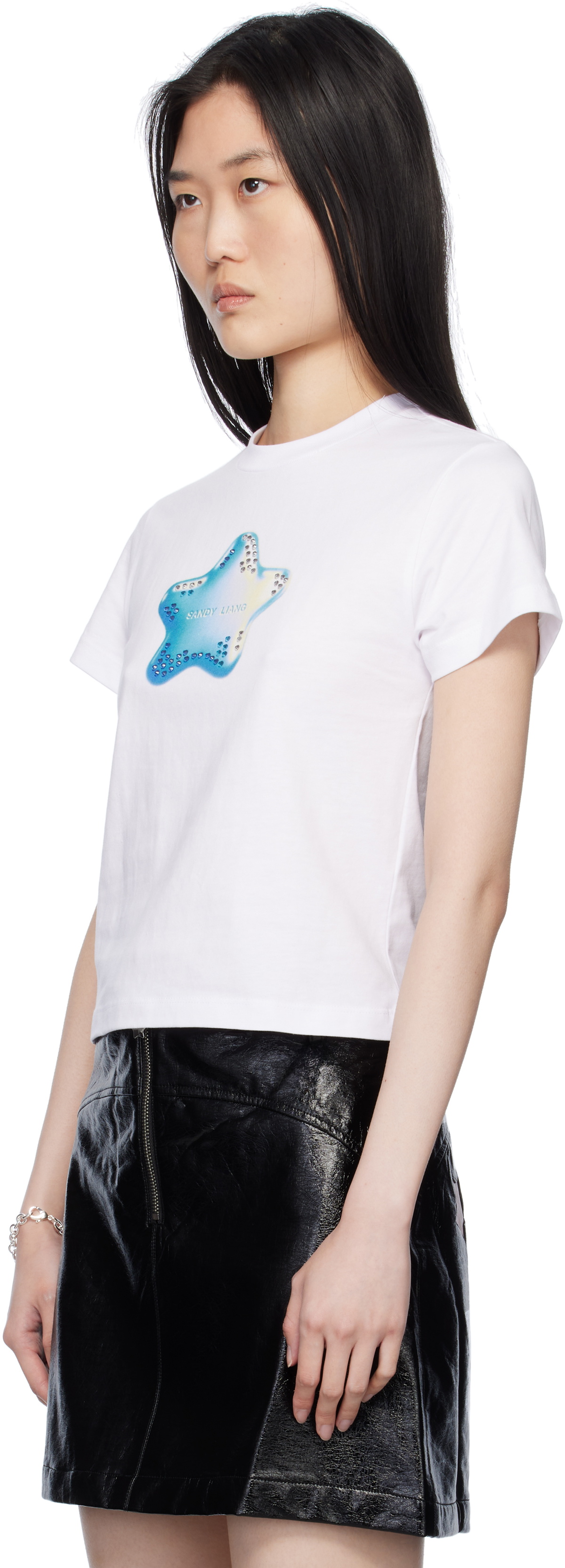 Sandy Liang White Ame Baby T-Shirt