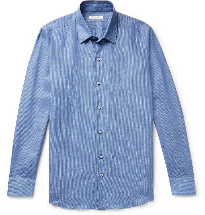 Photo: Loro Piana - Pinstriped Linen Shirt - Blue