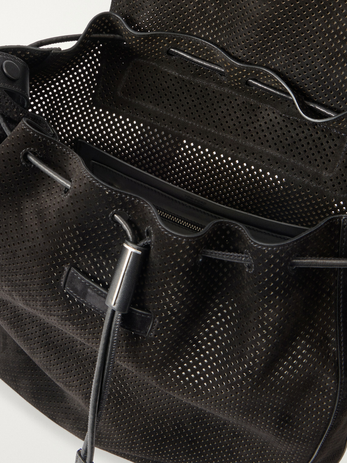 TOM FORD - T Line Leather-Trimmed Perforated Suede Backpack