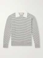 mfpen - Charming Striped Wool Polo Sweater - Gray