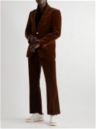 Palm Angels - Slim-Fit Flared Cotton-Velvet Suit Trousers - Brown