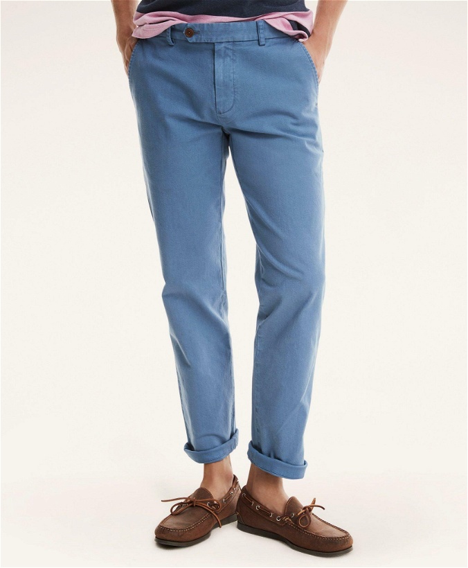 Photo: Brooks Brothers Men's Milano Slim-Fit Washed Canvas Chino Pants | Blue