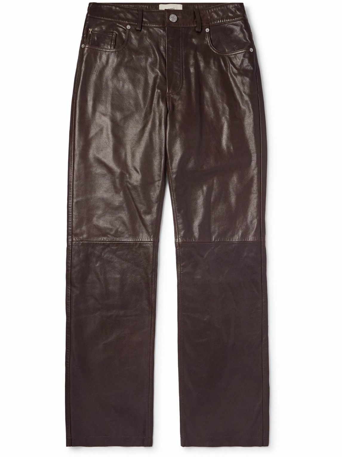 AMI PARIS - Straight-Leg Cotton-Sateen Chinos - Black AMI