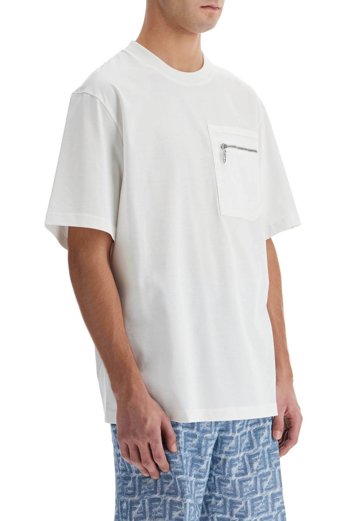 関税込★★VIP【FENDI】FF メタル コットン 半袖 Tシャツ★White T-Shirt Cotton White | Fendi