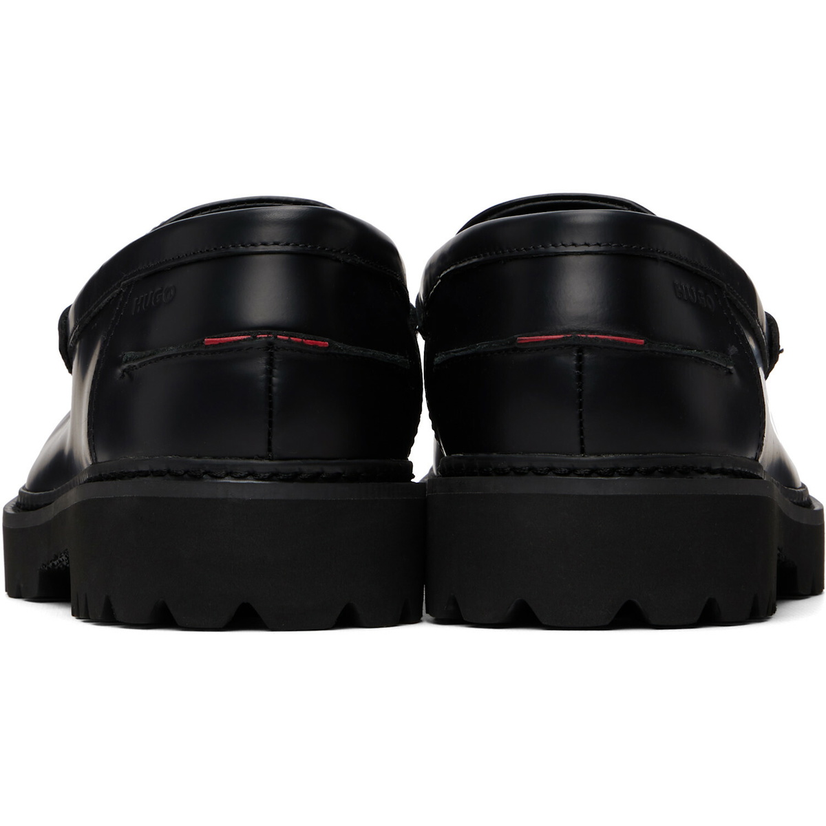 Hugo Black Embossed-Logo Loafers